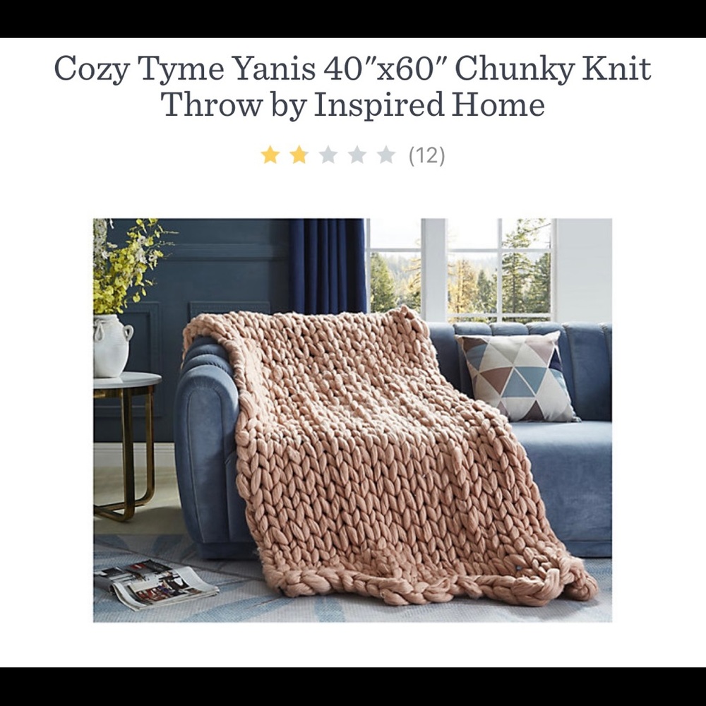 Cozy Tyme Yanis 40"x60" Chunky Knit Throw by Inspired Home
